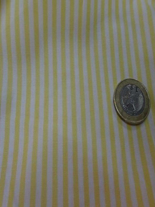 Popeline coton blanche raye jaune00