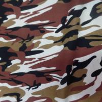 Popeline coton imprime armée camouflage ton blanc marron noir