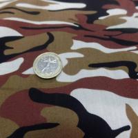 vente de Popeline coton imprimé armée camouflage ton blanc marron noir