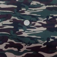 Popeline coton imprimé armée camouflage ton vert beige marron