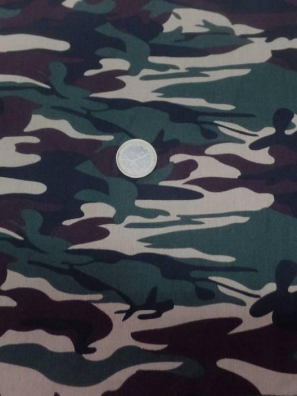 Popeline coton imprimé armée camouflage ton vert beige marron