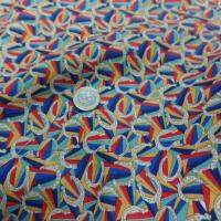 Popeline coton imprime fer a cheval multi couleurs