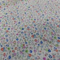 Popeline coton jaune clair 100 imprime fleurs ton bleu vert orange2