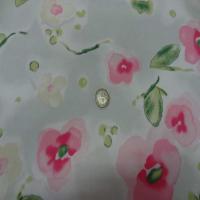 Popeline coton lycra blanche imprime fleurs rose2