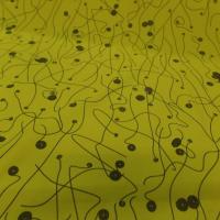 Popeline coton lycra jaune imprime