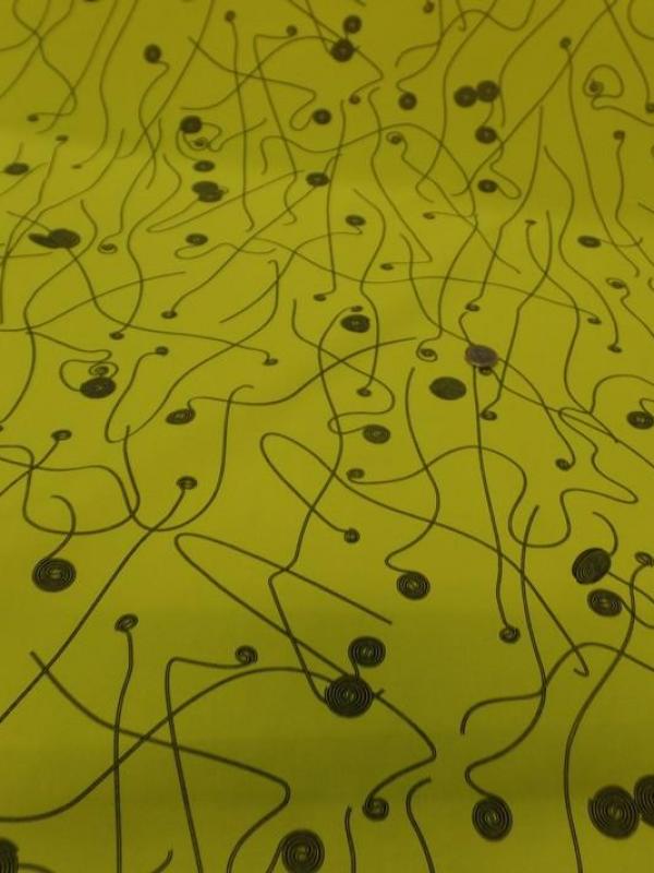Popeline coton lycra jaune imprime