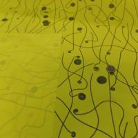 Popeline coton lycra jaune imprime0