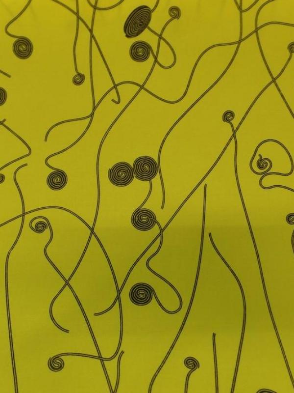 Popeline coton lycra jaune imprime