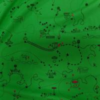 Popeline coton lycra vert imprime
