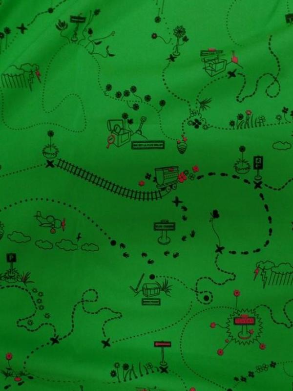 Popeline coton lycra vert imprime