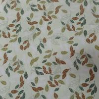 Popeline coton vert pastel imprime feuilles