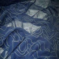 Resille aspect mousse bleu nuit imprime