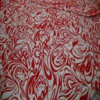 Resille blanche imprime motif rouge annee 70