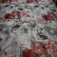 Resille blanche imprime ton rouge bordeaux
