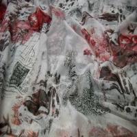 Resille blanche imprime ton rouge bordeaux1