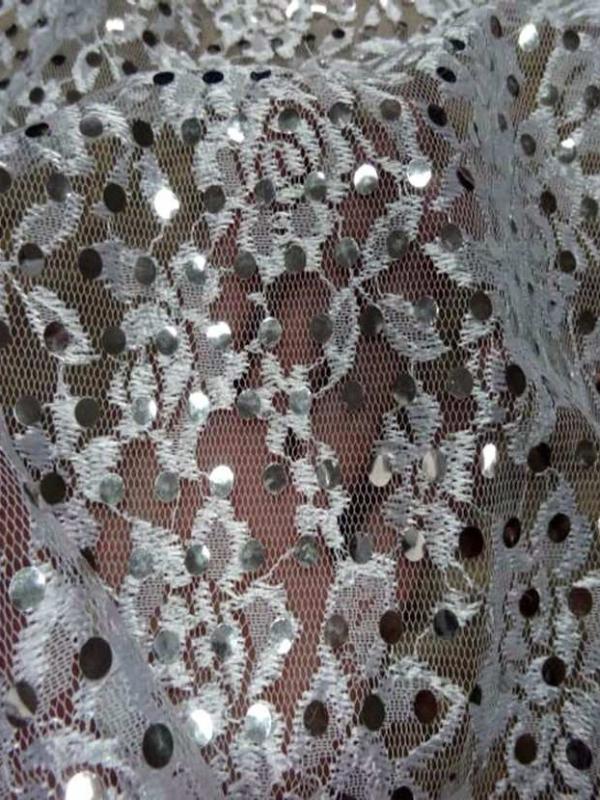 Resille dentelle blanche a paillettes