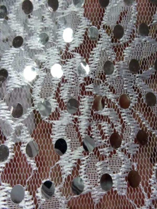Resille dentelle blanche a paillettes