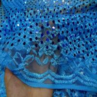 Resille dentelle bleu a paillettes