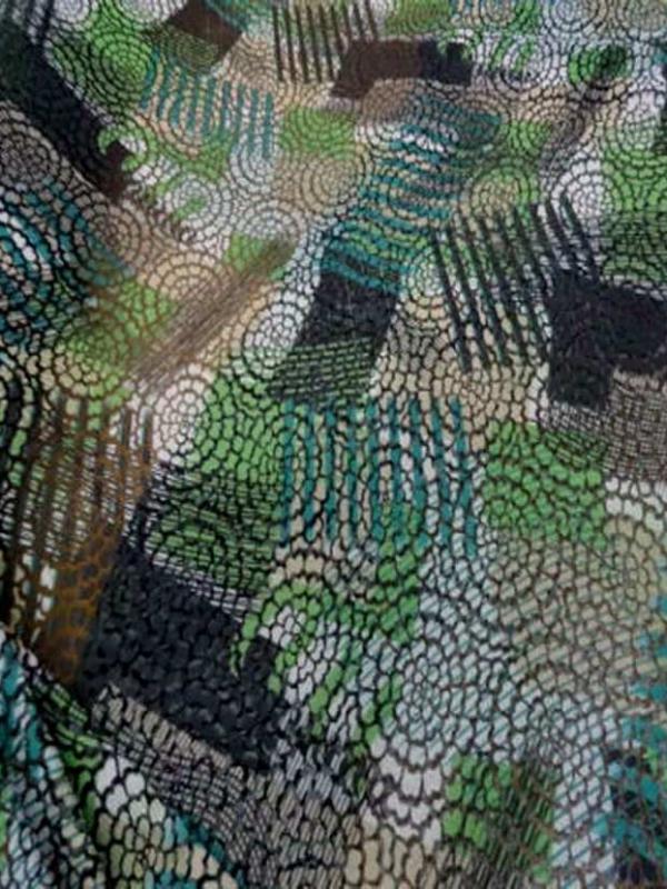 Resille faconne aspect dentelle noir et vert0