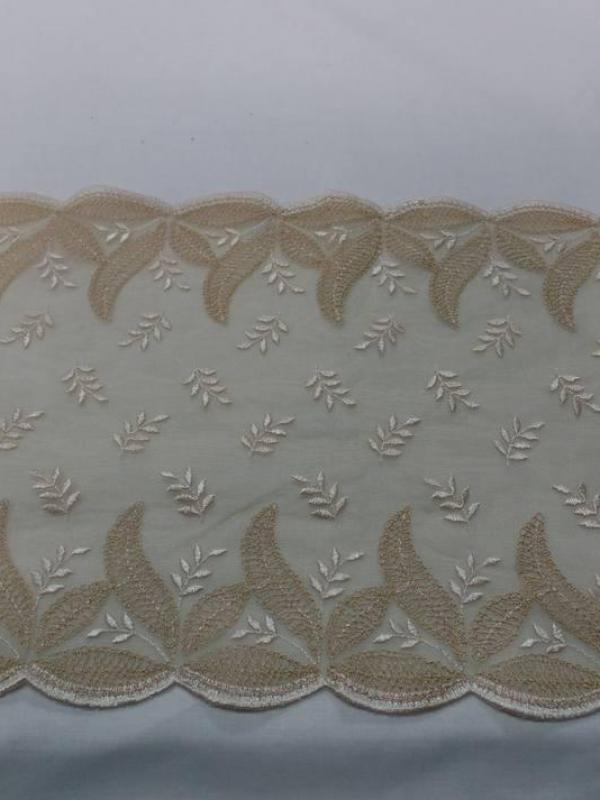 Resille faconne dentelle ton beige chair brode en 25cm