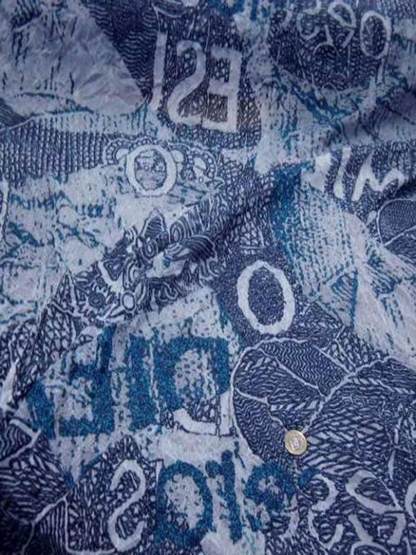 Resille froisse permanent imprime ton bleu