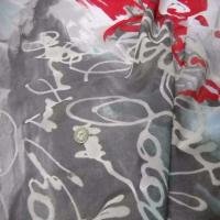 Resille imprime blanche gris rouge