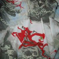 Resille imprime blanche gris rouge1