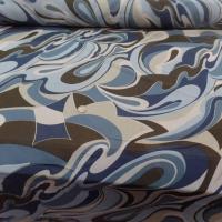 Resille lycra dans les 2 sens imprime annee 70 bleu et marron6