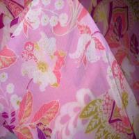 Resille lycra imprime fleurs rose et anis