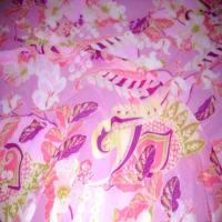 Resille lycra imprime fleurs rose et anis1