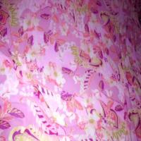 Resille lycra imprime fleurs rose et anis9