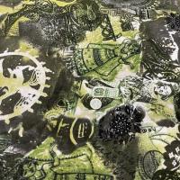 Resille lycra imprime ton de vert 4