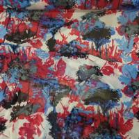 tissu résille lycra imprimé ton rouge ,noir ,blanc ,bleu