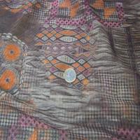 Resille marron imprime orange