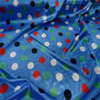Satin bleu imprime pois0