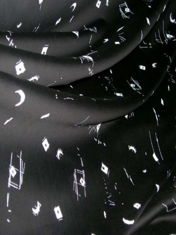 Satin coton fin imprime noir et blanc