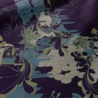 Satin coton lycra aubergine imprime1
