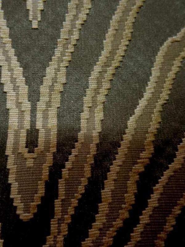 tissu satin d ameublement façonné kaki doré