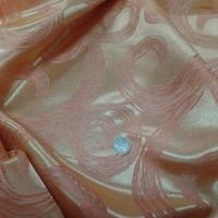 Satin d ameublement faconne volutes double face orange dore7