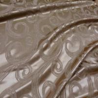 Satin d ameublement faconne volutes double face taupe dore