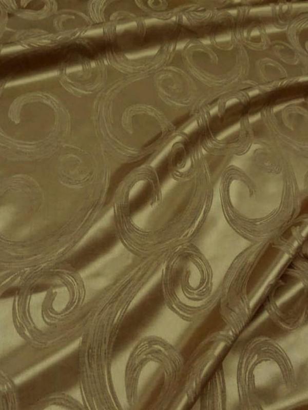 Satin d ameublement faconne volutes double face ton or