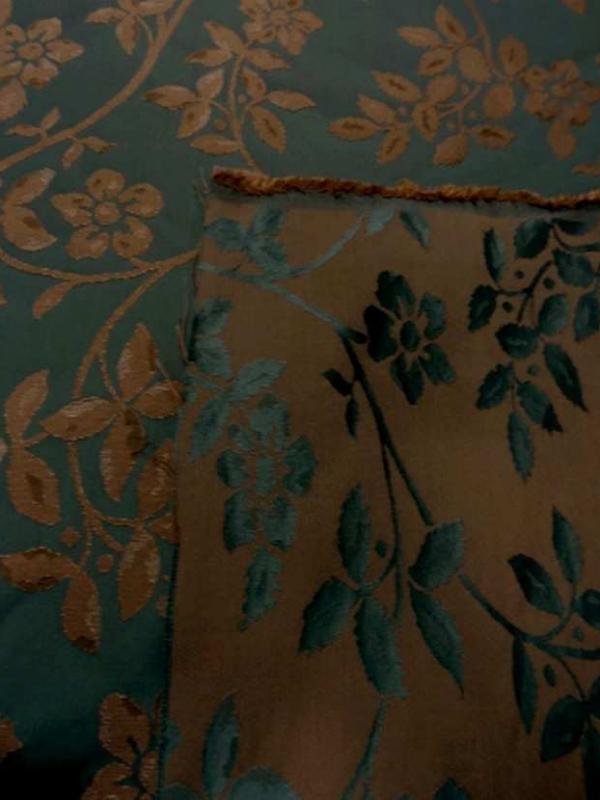 Satin d ameublement jacquard kaki dore