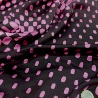 Satin de soie imprime annee 70 ton marron et rose5