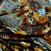 Satin de soie imprime fauve turquoise8