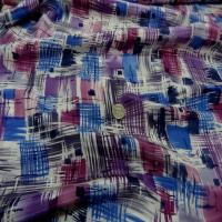 Satin de soie imprime ton violet bleu blanc2