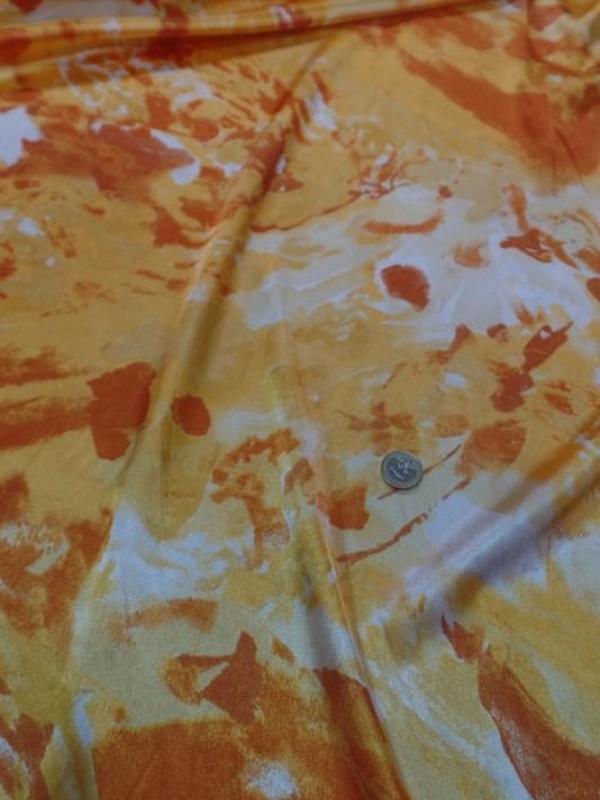 Satin extensible dans la largeur imprimé ton orange