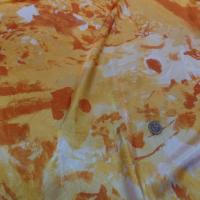 Satin lycra dans la largeur imprimé ton orange