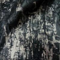 Satin froisse permanent imprime noir marron