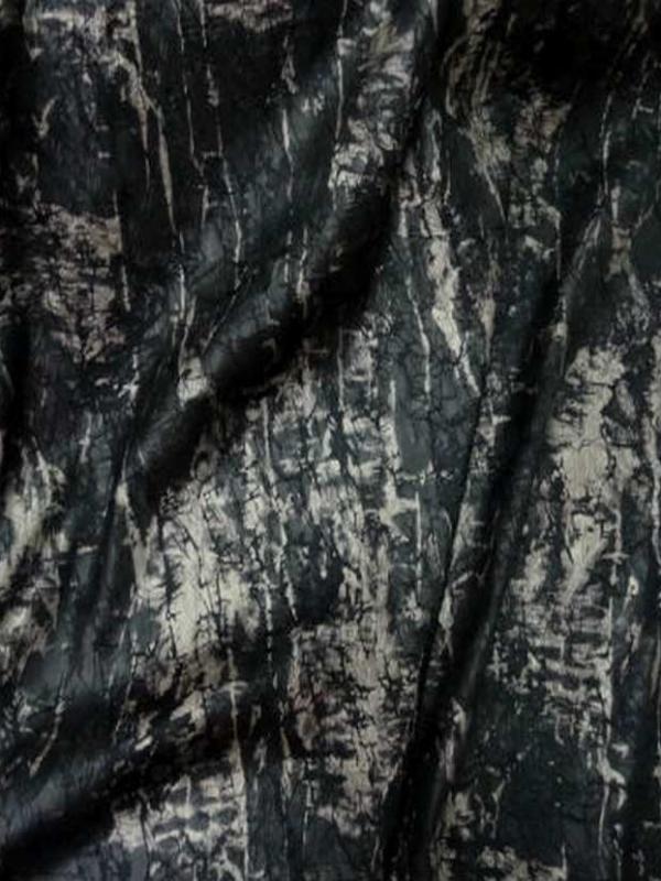 Satin froisse permanent imprime noir marron