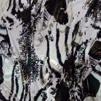 Satin lycra imprime ton blanc casse imprime marron et dore